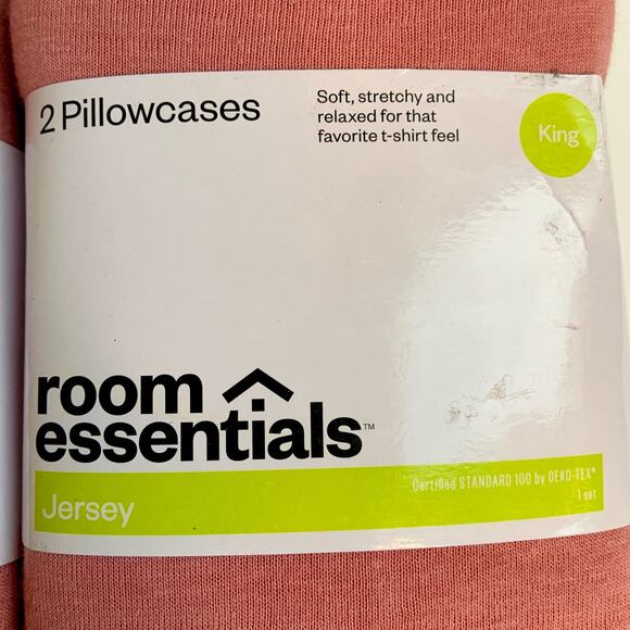 NWT Room Essentials Cotton Blend Pink King Size Jersey Pillow Cases 2 Boxes - Picture 5 of 6